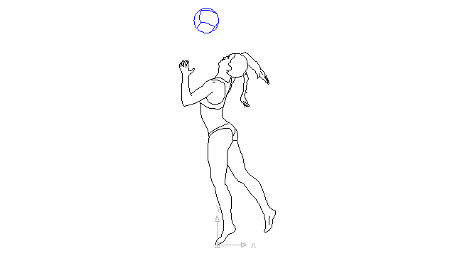 autocad drawing volleyball young woman practicing sports on the beach in People, Fitness & Sports