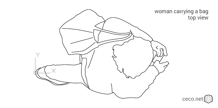 autocad drawing woman carrying a bag top view in People, Women autocad drawing woman carrying a bag top view in People, Women
