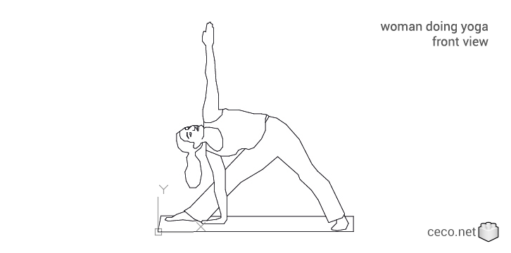 autocad drawing woman doing yoga front view in People, Fitness & Sports