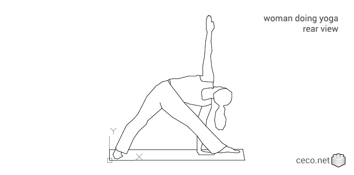autocad drawing woman doing yoga rear view in People, Fitness & Sports autocad drawing woman doing yoga rear view in People, Fitness & Sports