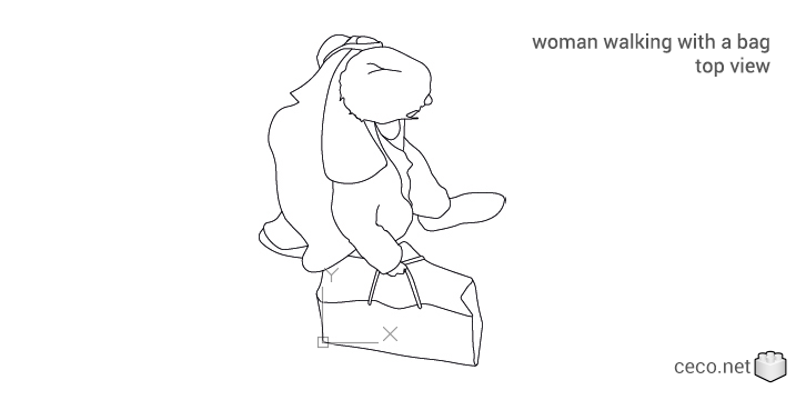 autocad drawing woman walking with a bag top view in People, Women autocad drawing woman walking with a bag top view in People, Women