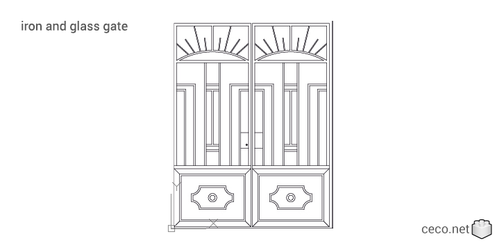 autocad drawing Wrought Iron Glass Door in Decorative elements