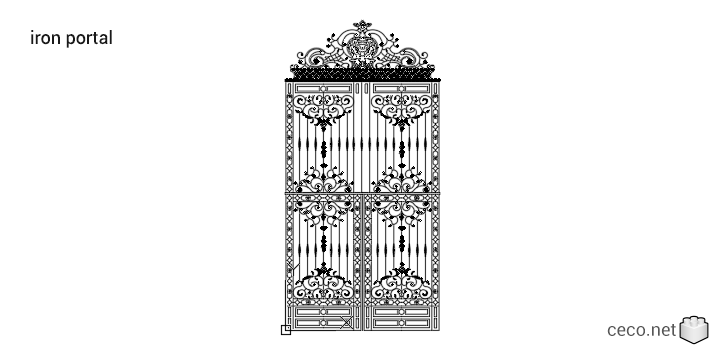 autocad drawing Wrought iron portal in Decorative elements
