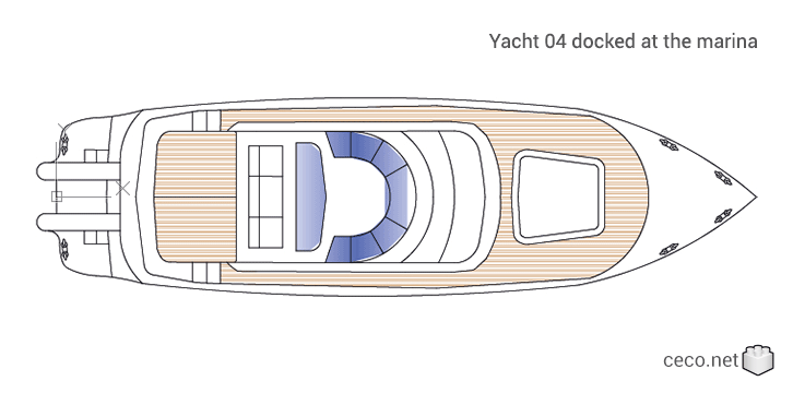 autocad drawing Yacht 04 docked at the marina in Vehicles, Boats & Ships