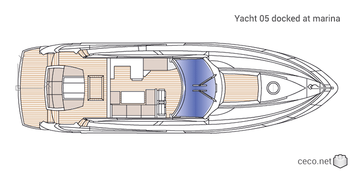 autocad drawing Yacht 05 docked at marina in Vehicles, Boats & Ships