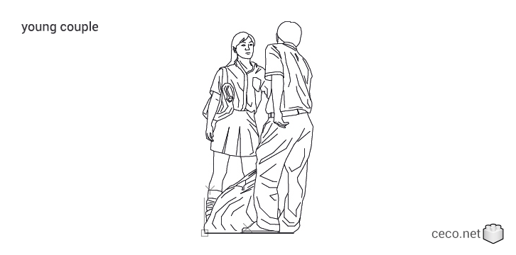 autocad drawing young couple in People, Family & Groups