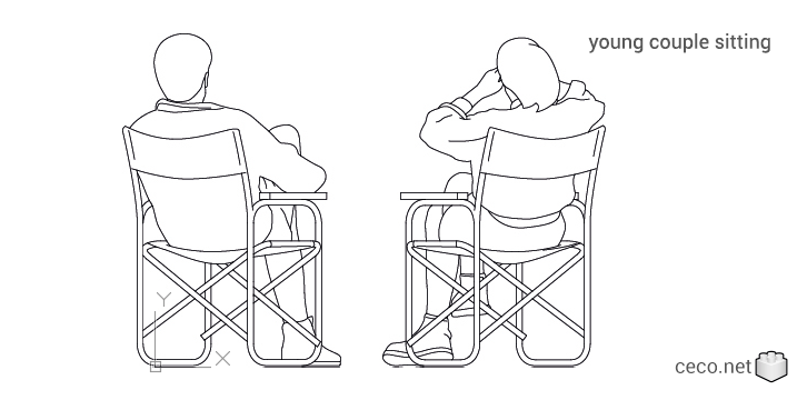 autocad drawing young couple sitting rear view in People, Family & Groups autocad drawing young couple sitting rear view in People, Family & Groups