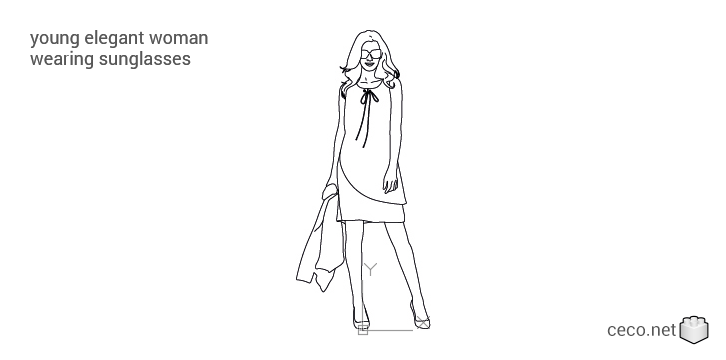 autocad drawing young elegant woman wearing sunglasses in People, Women autocad drawing young elegant woman wearing sunglasses in People, Women