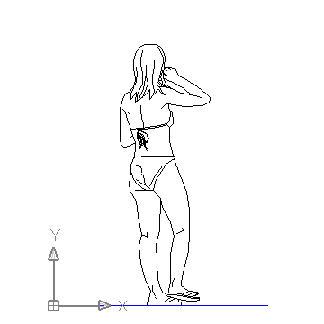 autocad drawing Young girl in the beach in People, Women