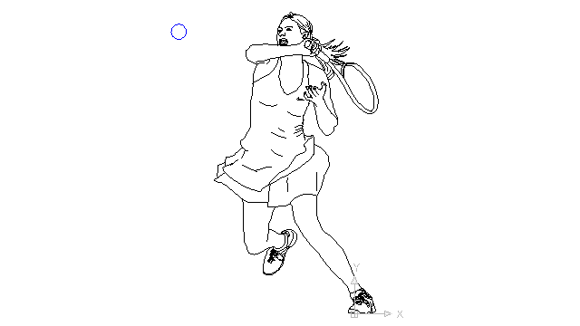 autocad drawing young lady athlete playing tennis in People, Fitness & Sports