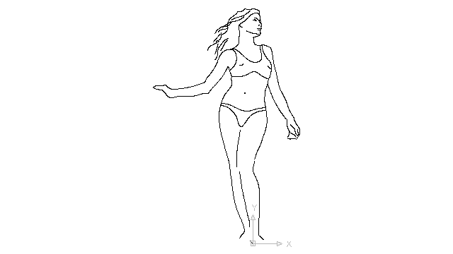 autocad drawing young lady in swimsuit two piece in People, Women