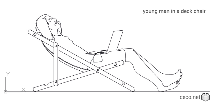 autocad drawing young man in a deck chair in People, Men