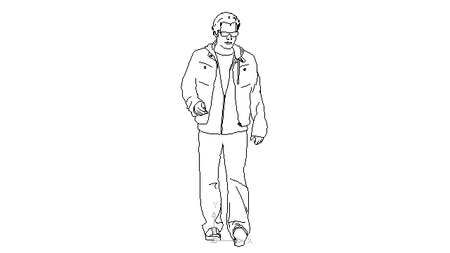 autocad drawing young man with jacket walking in People, Men