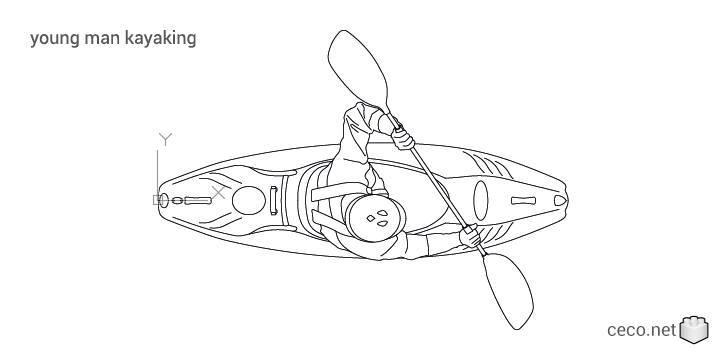 autocad drawing young man kayaking in People, Fitness & Sports