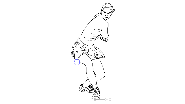autocad drawing young teen girl playing sports tennis in People, Women