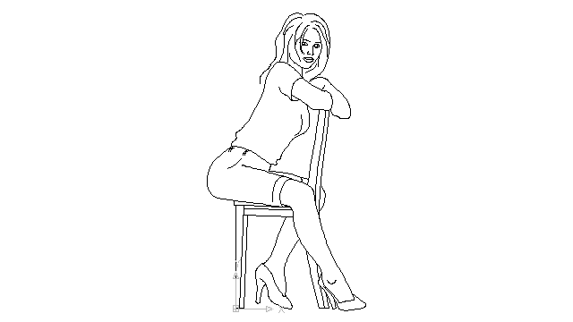 autocad drawing young woman sitting on a chair in People, Women